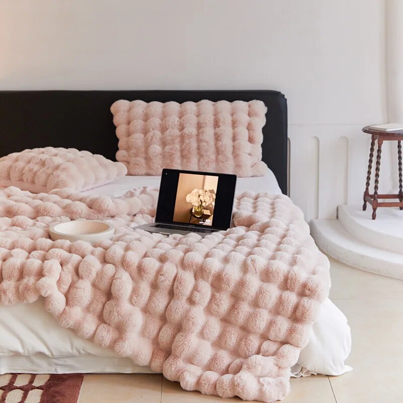 Plush Faux Rabbit Fur Blanket