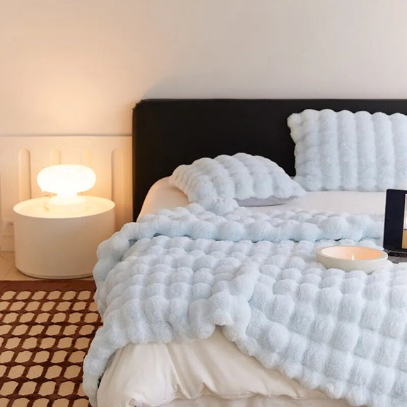 Rabbit Plush Blanket for Winter Luxury Warmth Super Comfortable