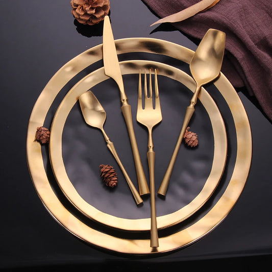 Stainless Steel Gold-Tone Cutlery Set