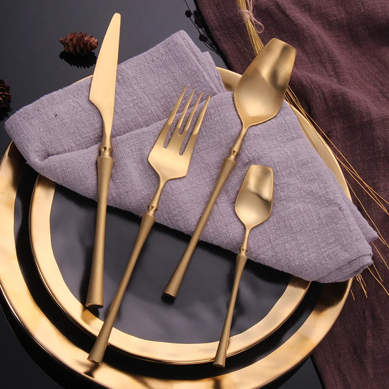 Stainless Steel Gold-Tone Cutlery Set