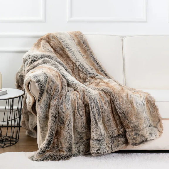 Faux fur throw discount grey