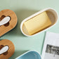 Retro Ceramic Butter Dish with Bamboo Lid