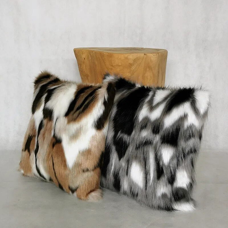 Exquisite Jacquard Faux Fur Pillow Cover