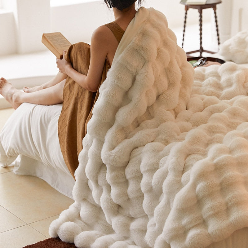 Plush Faux Rabbit Fur Blanket