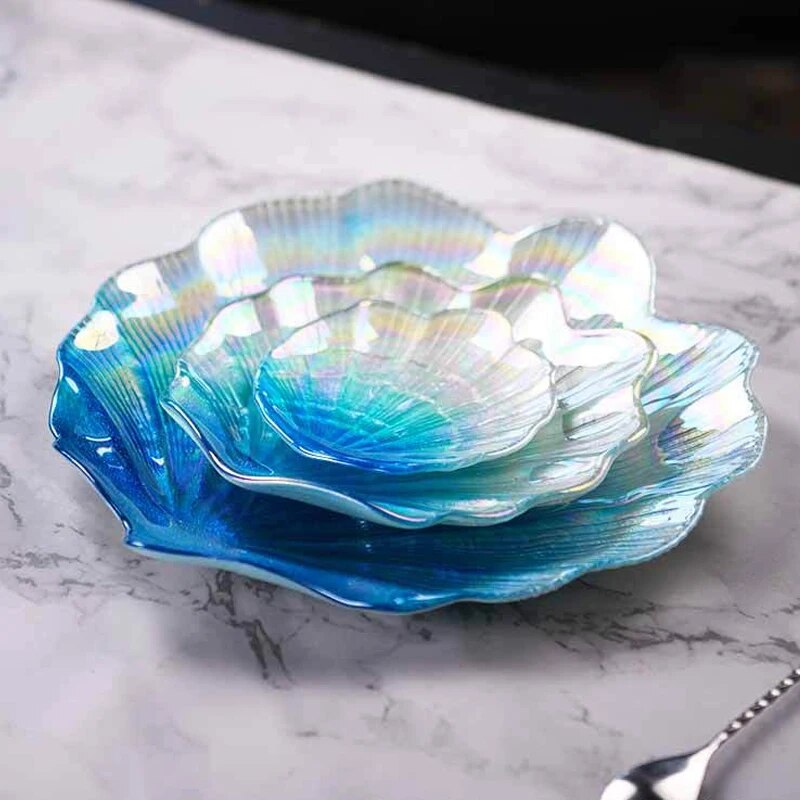 Iridescent Glass Shell Treasure Bowl