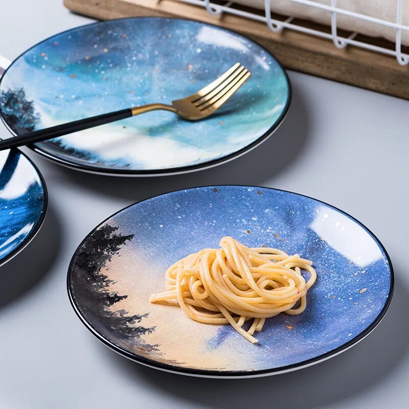 Starry Night Sky Ceramic Plates Collection