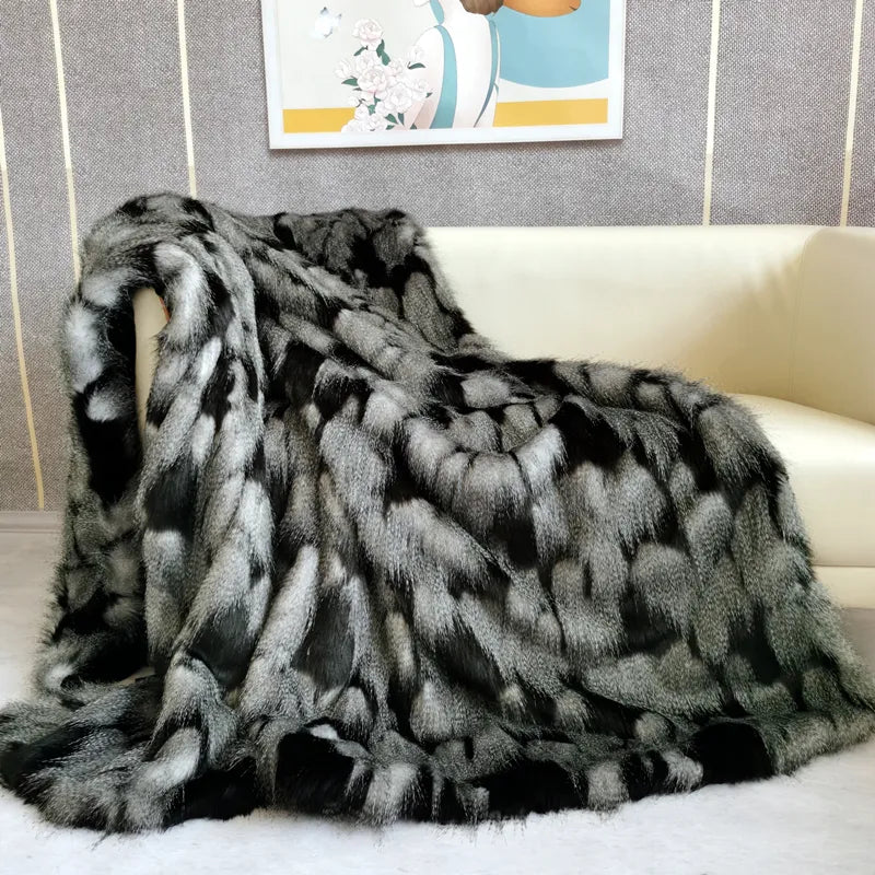 Regal Peacock Feather Blanket