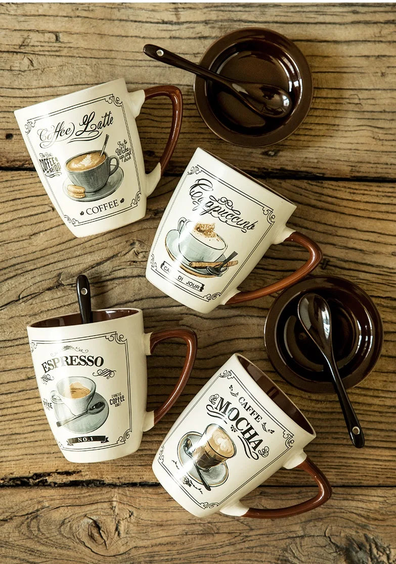 Bella Barista Retro Italian Coffee Mug with Spoon