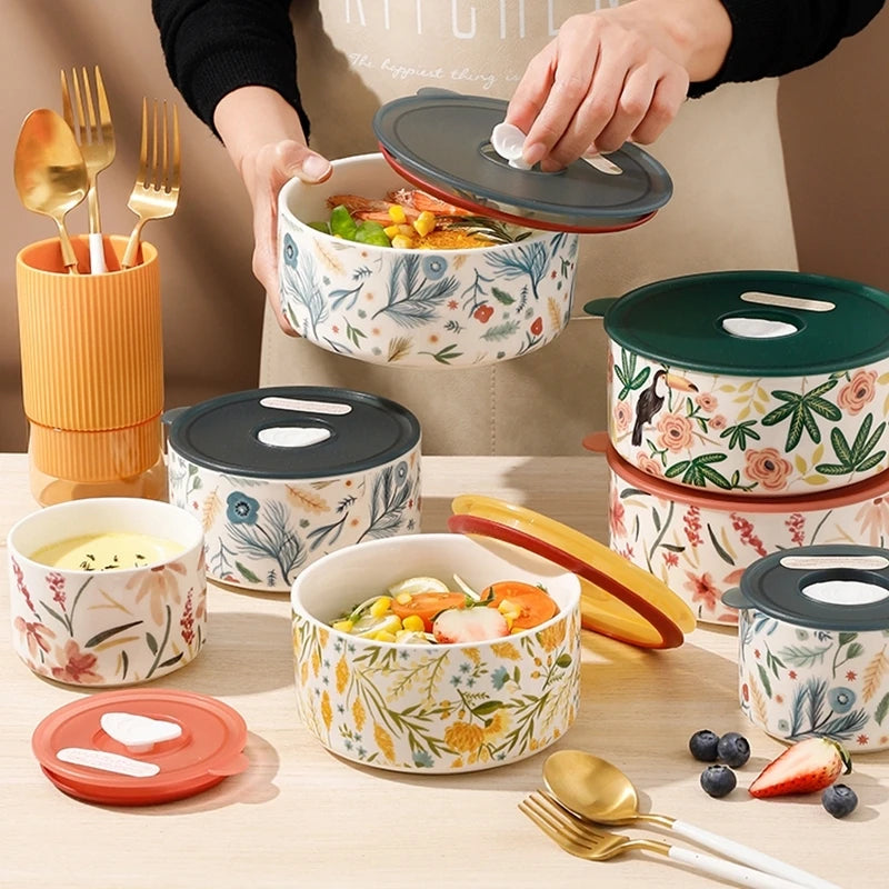 Botanical Ceramic Food Storage Container