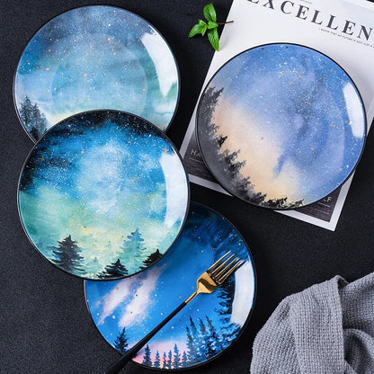 Starry Night Sky Ceramic Plates Collection