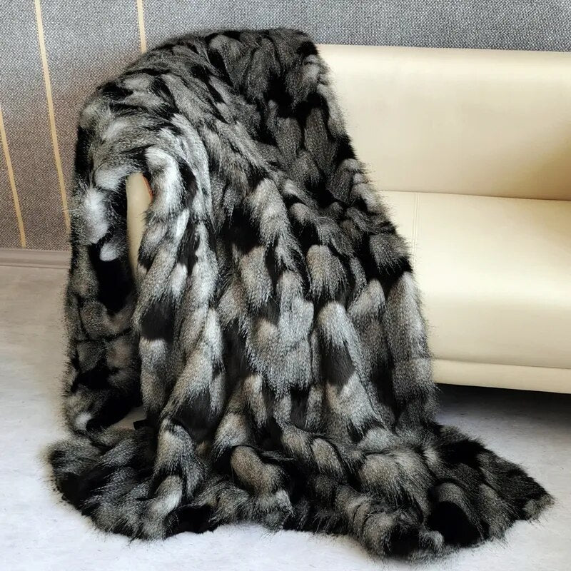 Regal Peacock Feather Blanket