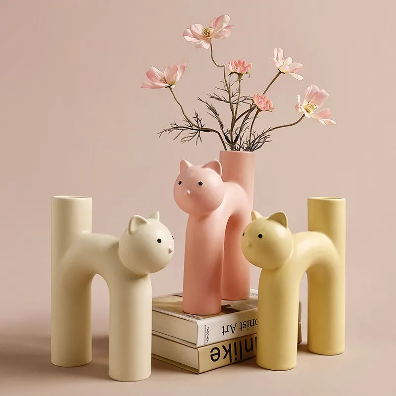 Modern Ceramic Cat Vase