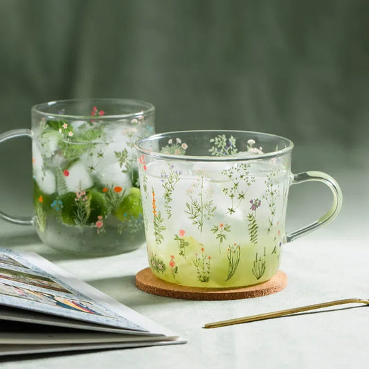 Herbal Meadow Glass Tea Cup