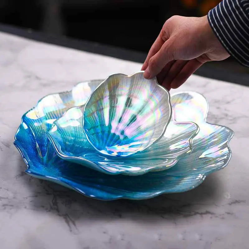 Iridescent Glass Shell Treasure Bowl