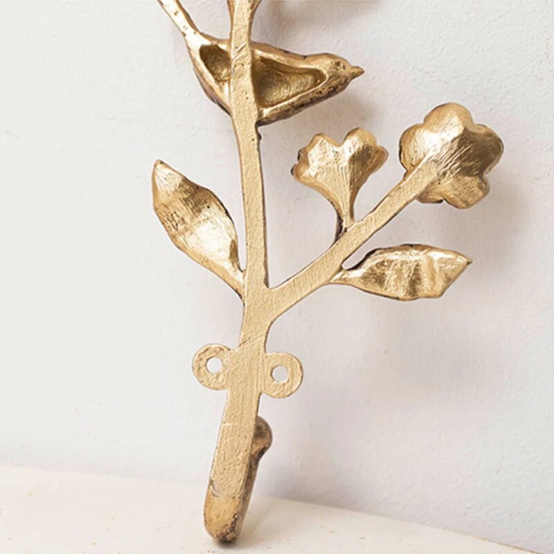 Golden Nature-Inspired Decorative Wall Hooks