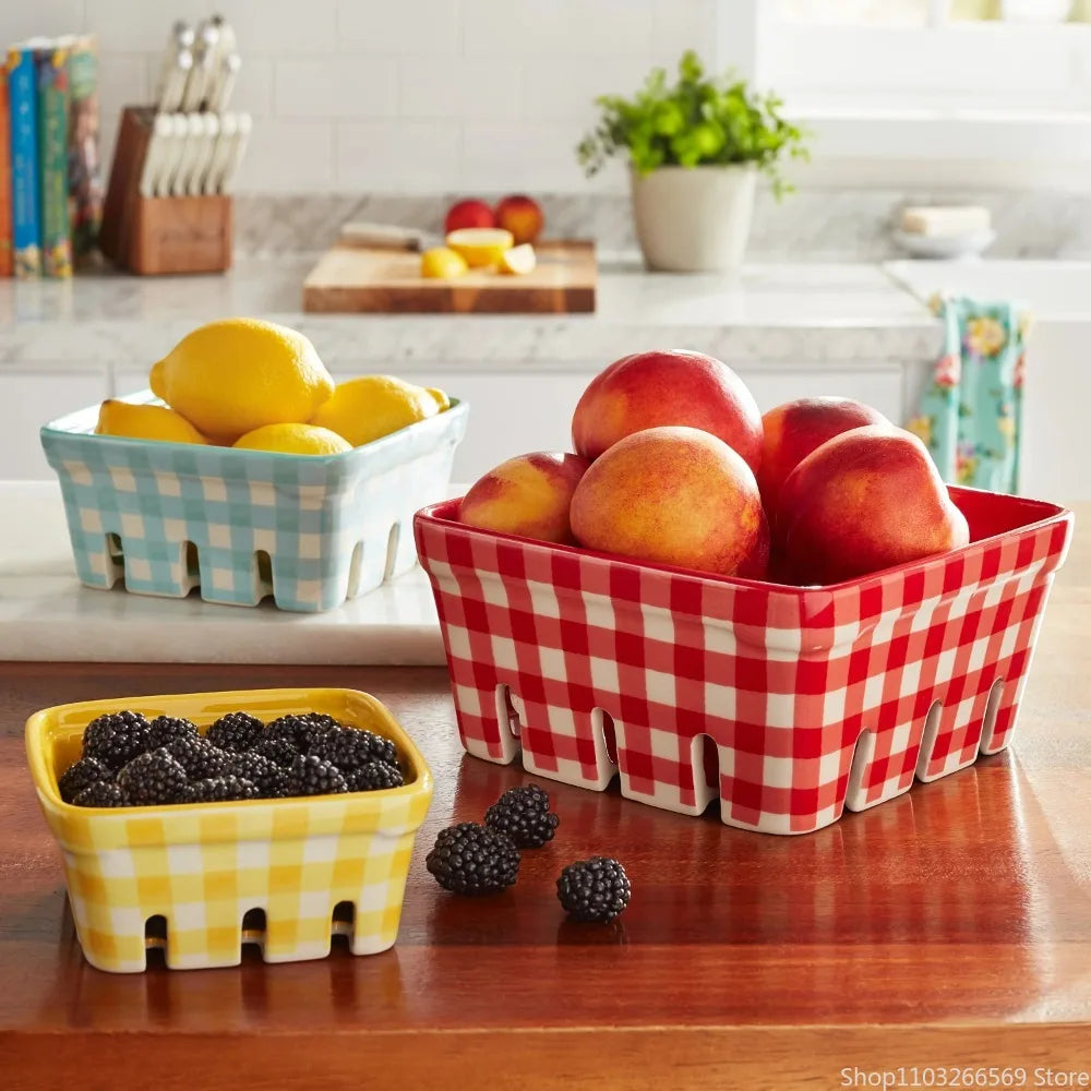 Country Charm Ceramic Fruit Basket Set