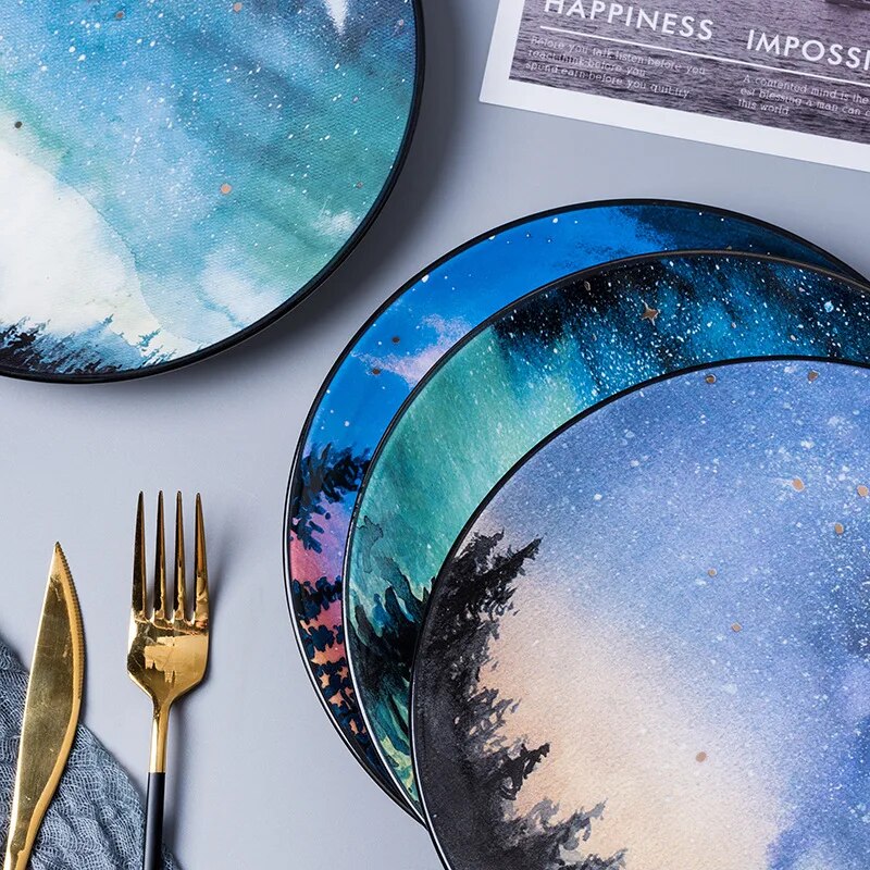 Starry Night Sky Ceramic Plates Collection