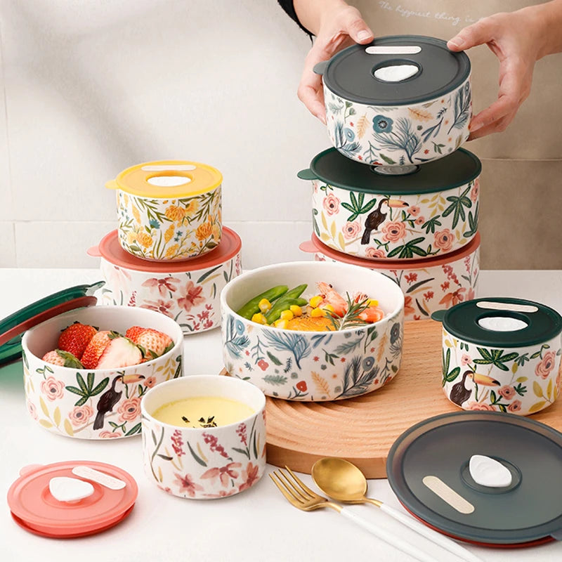 Botanical Ceramic Food Storage Container