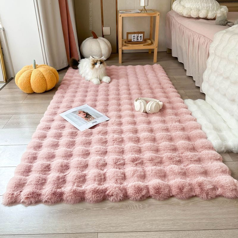 Plush Faux Rabbit Fur Area Rug