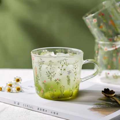 Herbal Meadow Glass Tea Cup